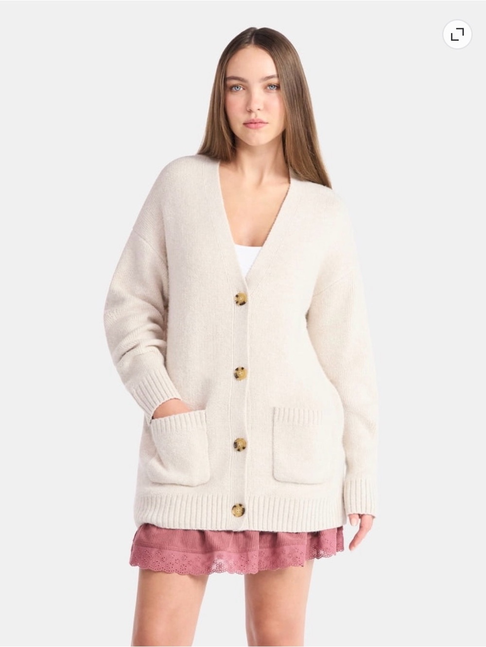 No Boundaries Button-Front Grandpa Cardigan Sweater